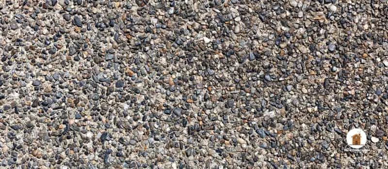 a close up of exposed aggregate on a patio