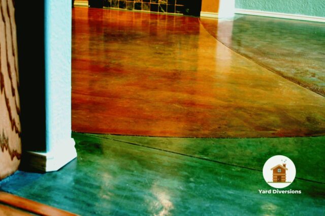 Interior concrete stained in many colors