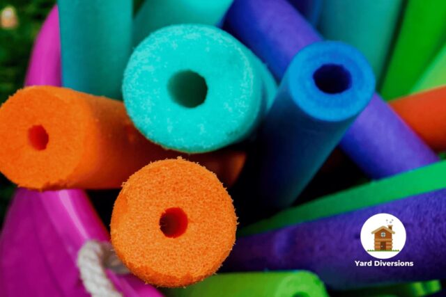 Close up of foam pool noodles