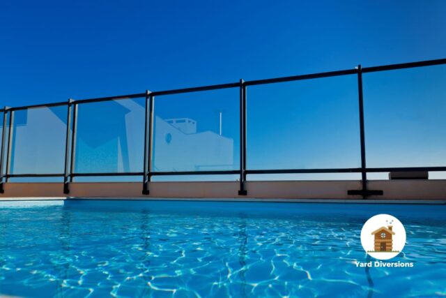 Nice pool leading to a fence to protect the edge