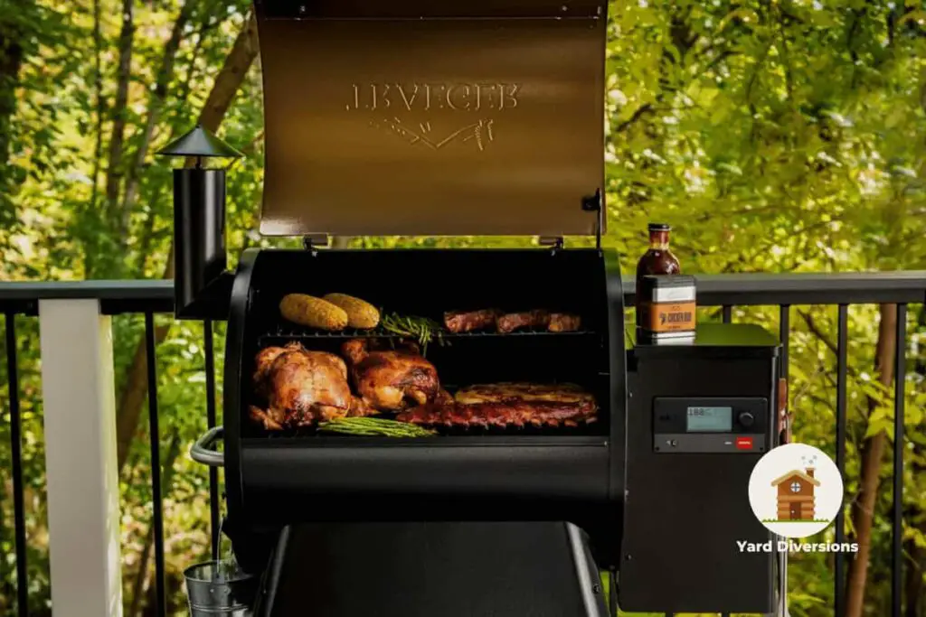 Traeger Grills Pro Series 575 Wood Pellet Grill and Smoker on a nice wooden deck