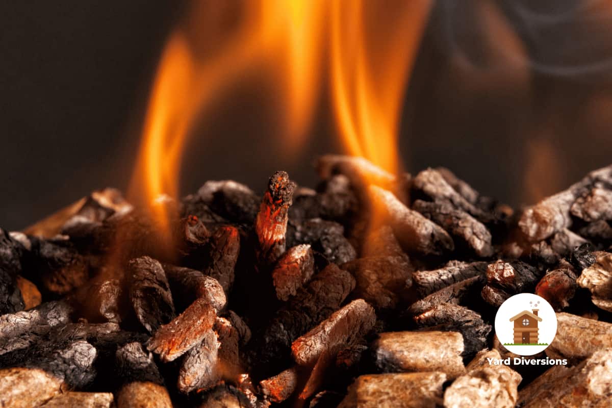 Wood pellets burning off