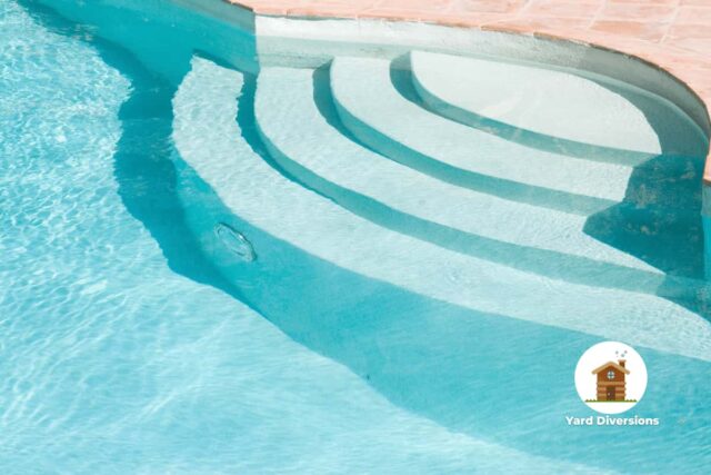 Crystal clear water and some nice easy steps to get fully into the pool
