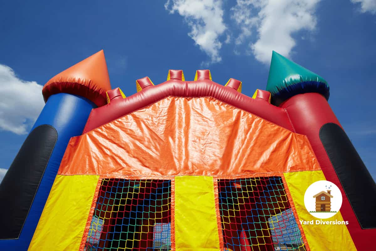 Bouncy house perspective from the ground at the doors to the clouds