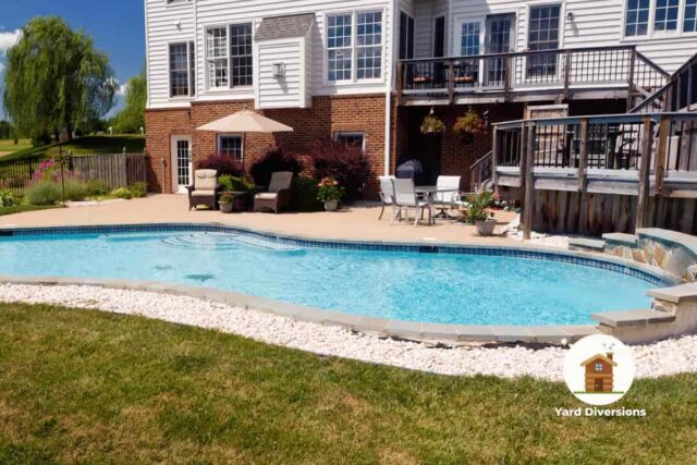 Amazing pool built without a deep end to allow for easy relaxation and just enjoying the cool waters