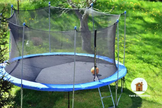 Trampoline with a basketball sitting on it ready for playtime