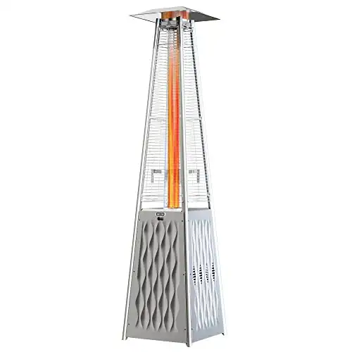 EAST OAK Pyramid Patio Heater, 48000 BTU Outdoor Flame Patio Heater All Stainless Steel, Quartz Glass Tube Propane Heater, Triple Protection System