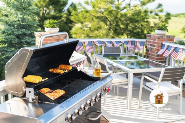 Nice bbq setup and patio furniture to eat at