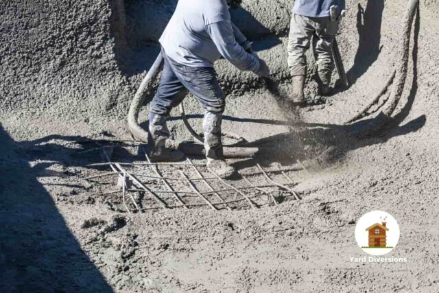 Pool being created in the backyard with concrete