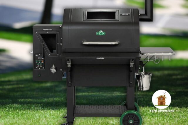 Green Mountain Grill in a backyard ready to bbq