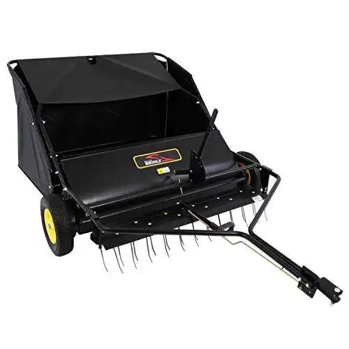 Brinly STS-42BHDK-A 42" Tow-Behind Lawn Sweeper with Dethatcher and Hamper Windscreen