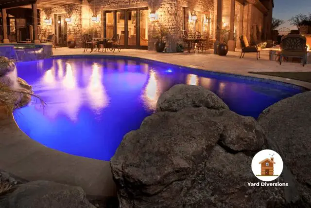 High end luxury pool in the backyard