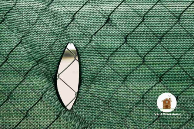 Green chain link fence covering