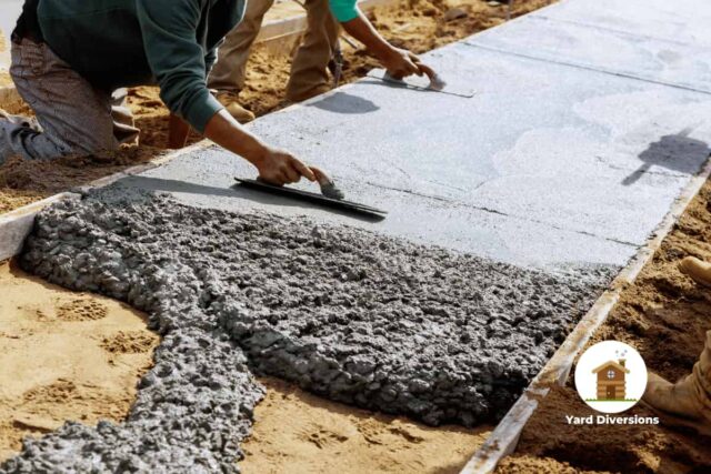 Laying a new concrete walkway to later stain