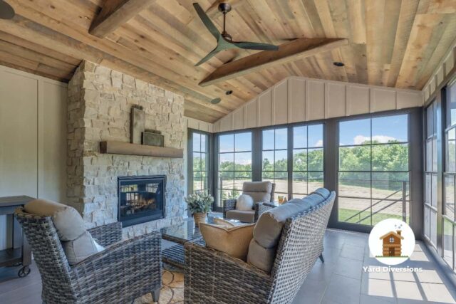 Enclosed family room with the feel of the back patio