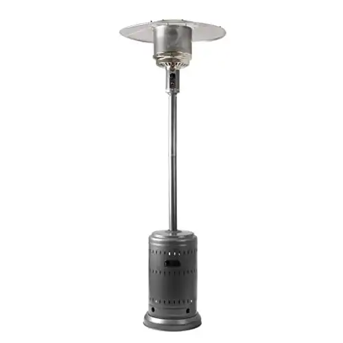 Amazon Basics 46,000 BTU Outdoor Propane Patio Heater with Wheels, Commercial & Residential, Slate Gray, 18x89