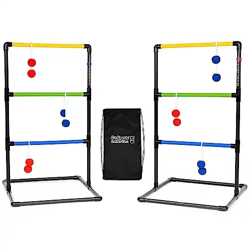 GoSports Ladder Toss Indoor & Outdoor Game Set with 6 Soft Rubber Bolo Balls and Travel Carrying Case – Choose Pro or Classic