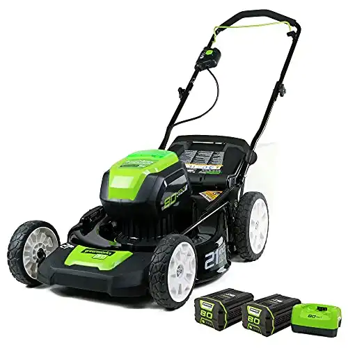 Greenworks Pro 80V 21" Brushless Cordless Lawn Mower, (2) 2.0Ah Batteries and 30 Minute Rapid Charger Included