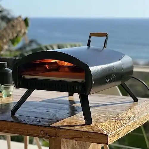 Bertello Grande 16" Outdoor Pizza Oven - Patented Gas + Wood Pizza Maker For Backyard Parties, Camping - Portable Grilling Stove, Double Wall Insulation - Gas Burner, Wood Tray, Pizza Stone Inclu...