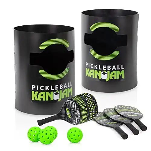 Kan Jam Pickleball – Play Pickleball Anywhere – Team Based Pickle Ball Game – Includes 4 Pickleball Paddles & 4 Pickleballs,Black/Green