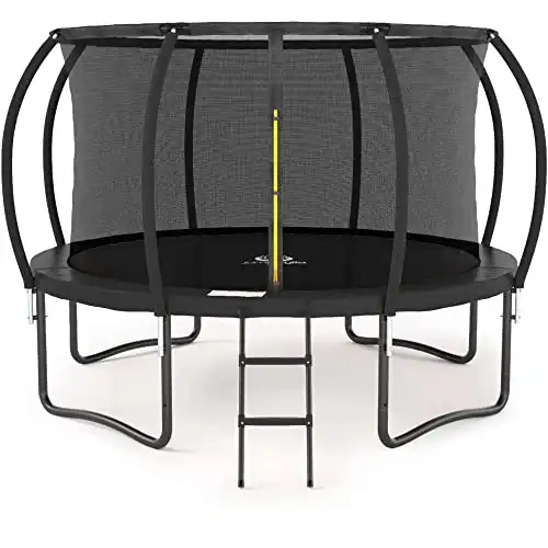 JUMPZYLLA Trampoline with Enclosure - Recreational Trampolines with Ladder and Galvanized Anti-Rust Coating, ASTM Approval- Outdoor Trampoline for Kids