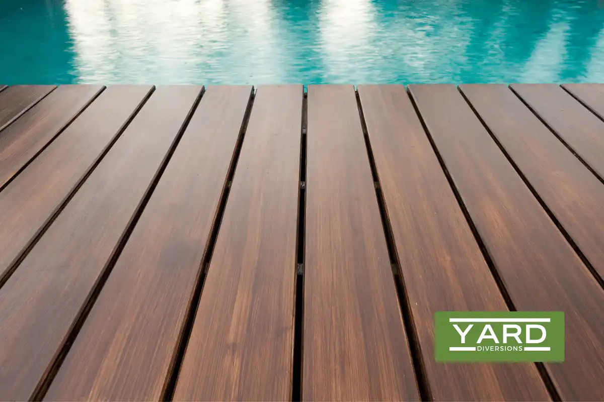 Close up of a nice wooden pool decking